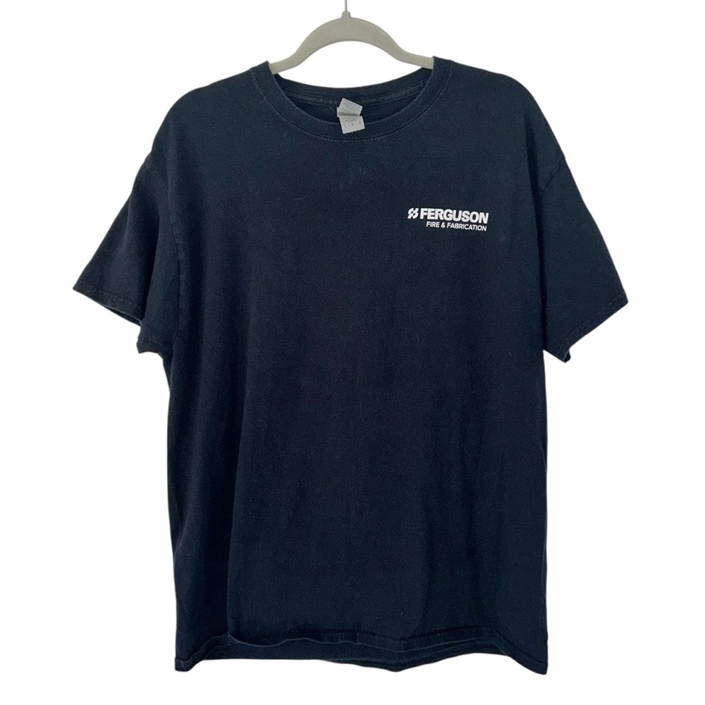 Black Fire Protection Flames Design Ferguson Top Men’s Size Large Unisex Shirt!